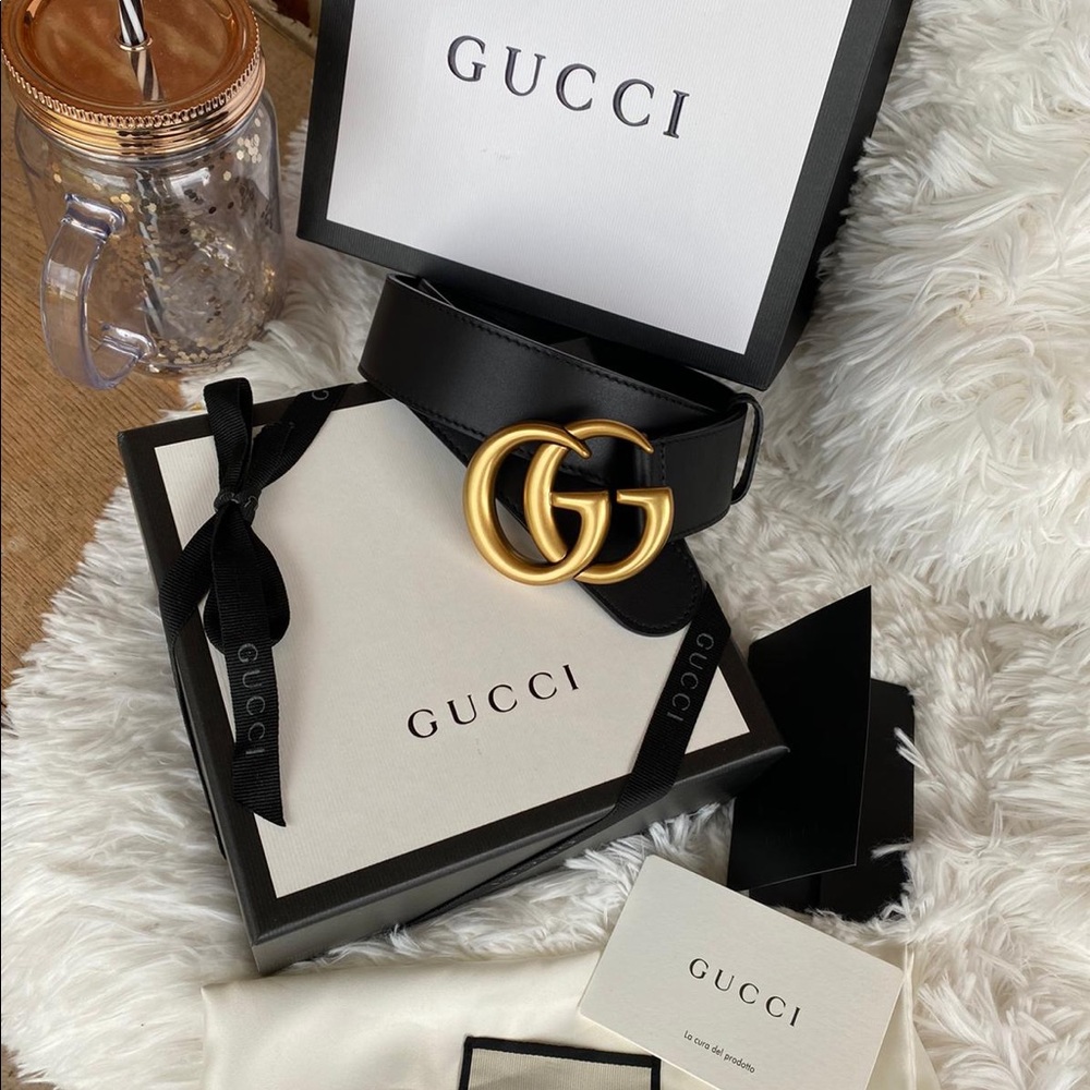 Authentic Gucci belt black leather 85-34